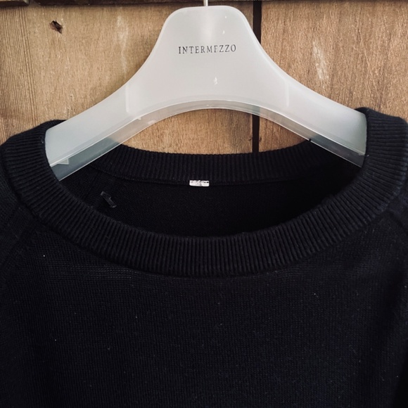 Lululemon Without Tags High Low Raglan Sweater  Wool Blend Knit Black Ptp 23” - Picture 3 of 14